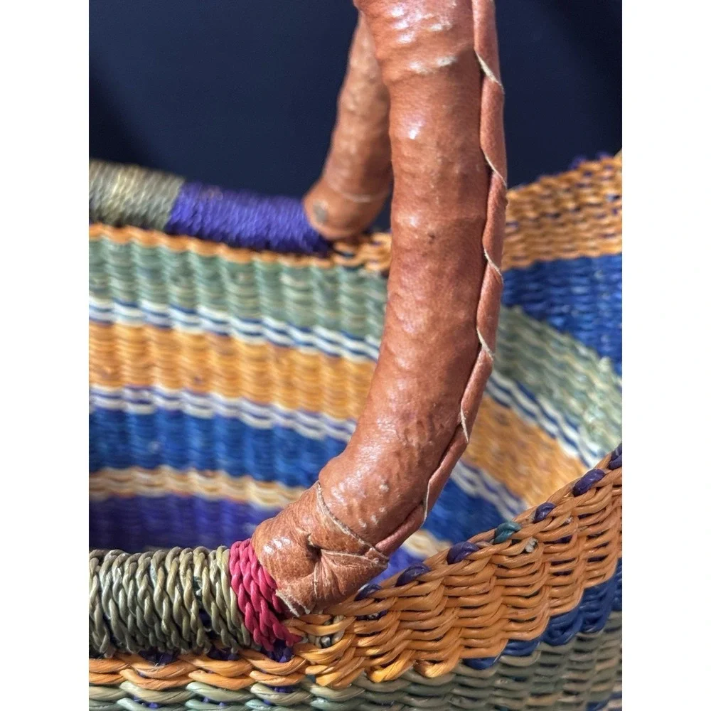 African Bolga Basket U Shopper Tote Basket